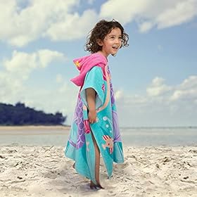 Toddler Hooded Beach Towel Coverup Cape Kids 100% Cotton Soft Quick Dry Absorbent Use for Swim Pool Bath Poncho Towels for 2 to 6 Years Old Children Size 24"x 47" in Full-Length (Fancy Mermai') 51aKzUPKGgL. SS280