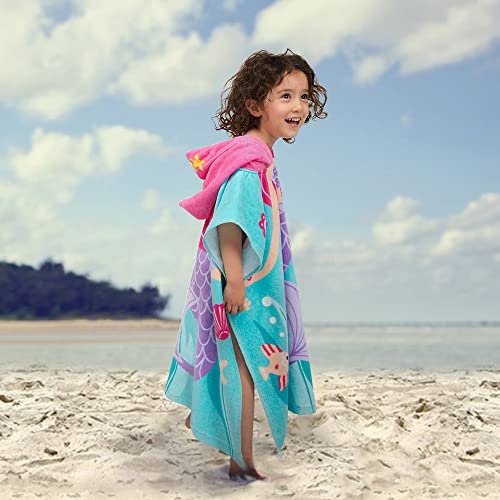 Toddler-Hooded-Beach-Towel-Coverup-Cape-Kids-100-Cotton-Soft-Quick-Dry-Absorbent-Use-for-Swim-Pool-Bath-Poncho-Towels-for-2-to-6-Years-Old-Children-Size-24x-47-in-Full-Length-Fancy-Mermai 51aKzUPKGgL