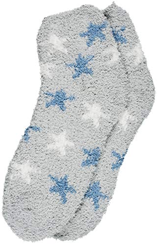 Trimfit Women Indoors, Cozy Socks, Fuzzy Slipper Socks (Pack Of 4), Stars - Blue/Grey, Shoe Size: 9-11 #TOP2
