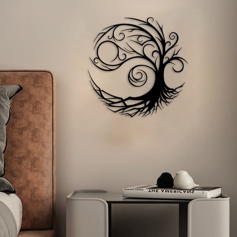 Décor de Sculpture Murale Arbre de Vie, Art de L'arbre de Vie, Signe Abstrait de Famille D'arbre En Métal, Accueil 3D Signes D'œuvres D'art À Suspendre Au Mur (Size : 23.6IN/60cm)