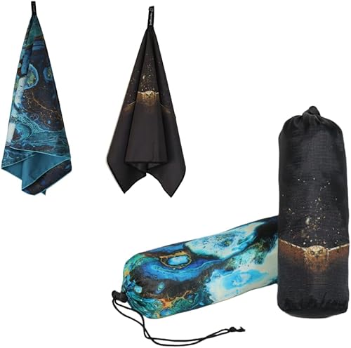 Miniatura 2 de , Toallas de microfibra, 2 tamaños en 1 paquete, toalla de secado rápido, toalla de natación, toalla de playa de viaje, toalla de senderismo,