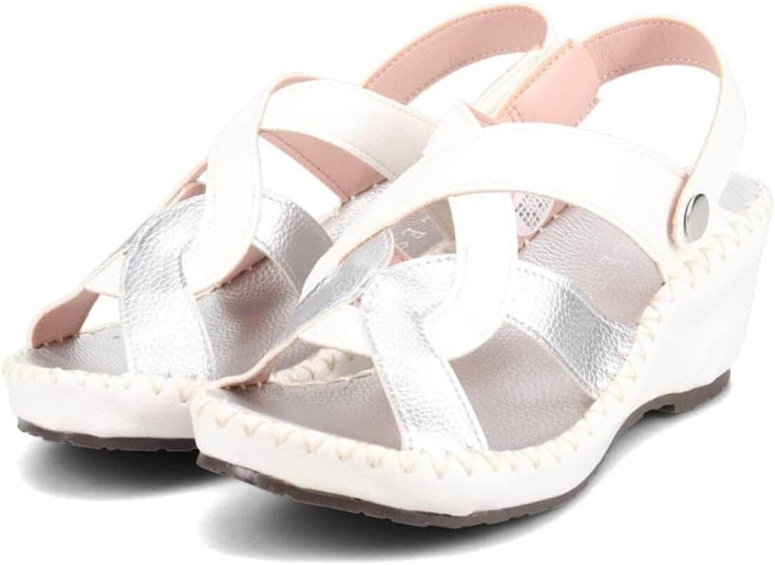 [エル スポーツ] 2WAYウェッジサンダル ホワイト/シルバー 23.0