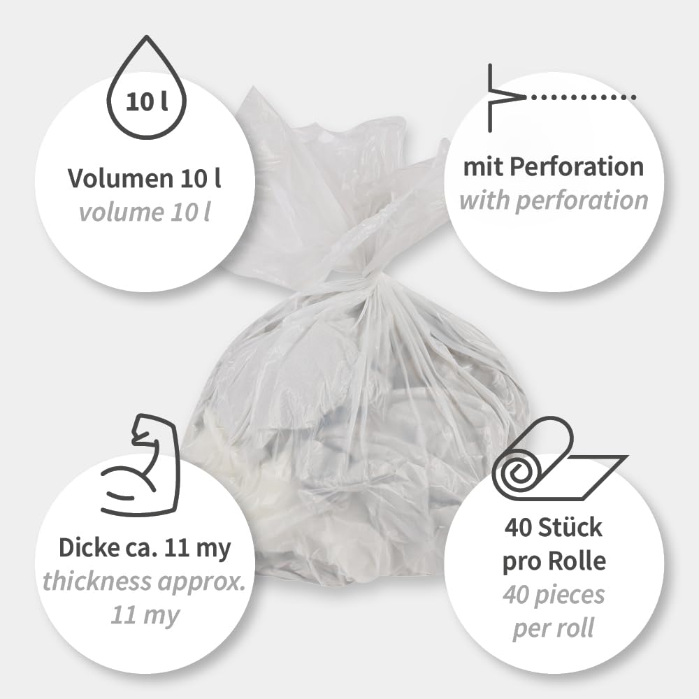 1920 Stück Müllbeutel, FRANZ MENSCH, 10l, weiß, HDPE, für Kosmetikeimer | Copilot said: 11my Folienstärke, auf Rolle, reißfest, Abfallsack, Müllsack, Mülltüte, Kosmetiktüte, Hygienebereiche