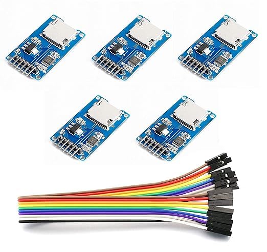 TESTIN ELECTRONICS Micro SD Card Module Storage Board 6 pin TF Card Memory Adapter Reader Module SPI Interface Compatible with Arduino with 30Pcs Female to Female Jumper Wire
