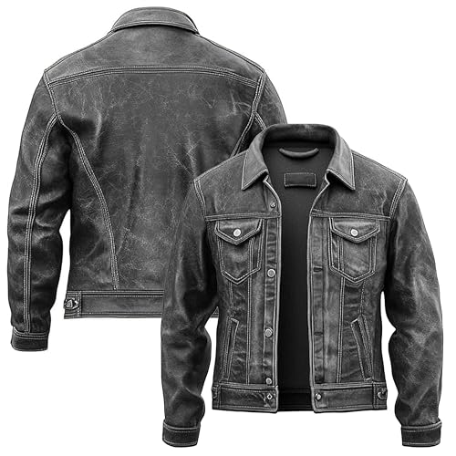 Men’s Real & Faux Leather Trucker Vintage Distressed Biker jacket Casual Motorcycle & Streetwear Black & Brown S to 3XL