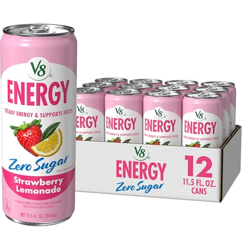 V8 Energy Zero Sugar Strawberry Lemonade, 11.5 fl. oz. Can (12 Pack)