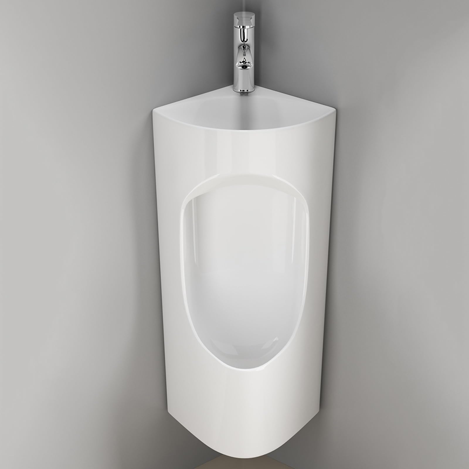 Naścienny ceramiczny pisuar z kranem i umywalką podwójna konstrukcja odporna na zalanie - idealny do domu, hoteli, publicznych toalet, oszczędność miejsca, rozwiązanie dla mężczyzn