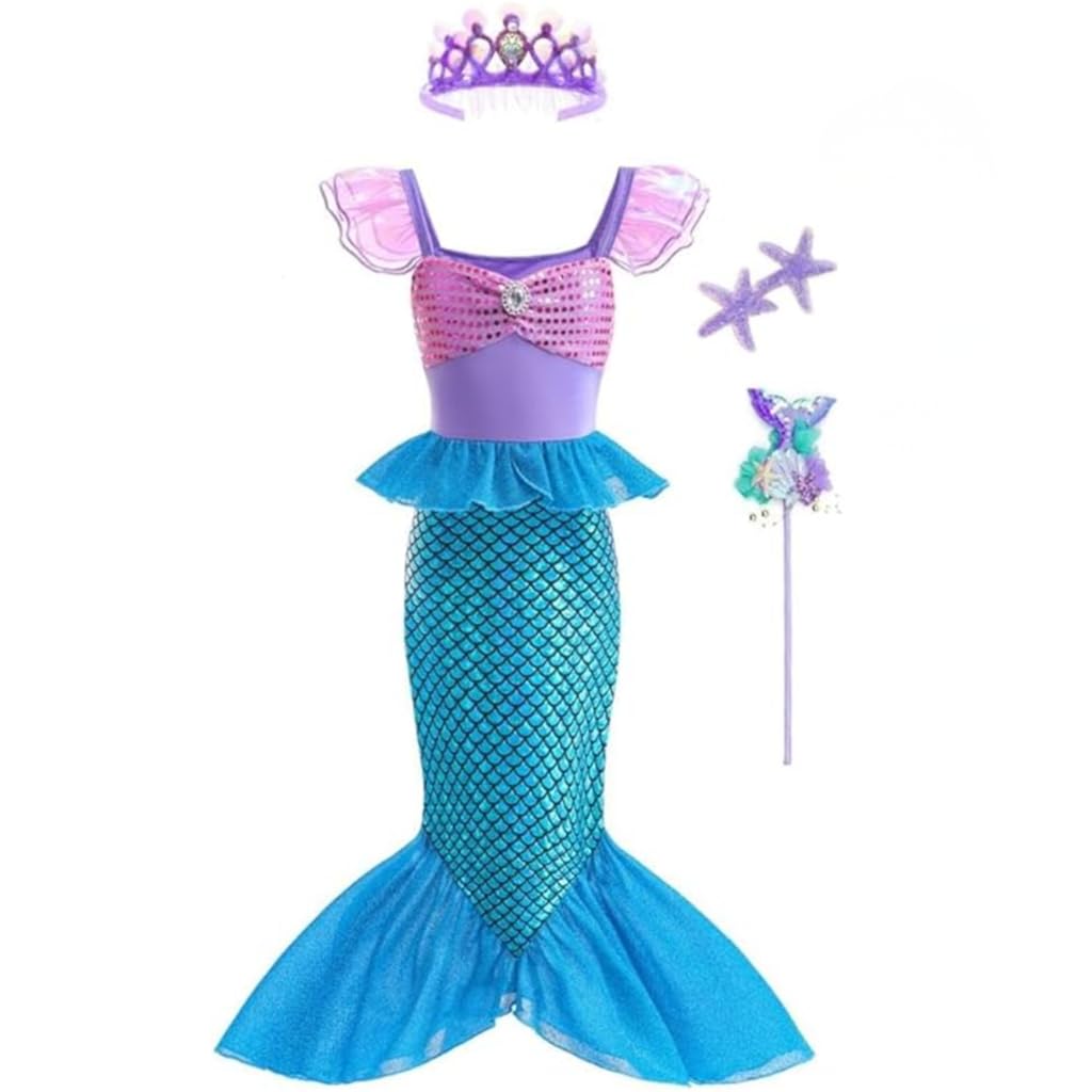 Lito Angels Girls Ocean Mermaid Costume, Purple and Blue, Age 12-13 Years