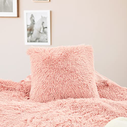 Dekoresyon Plush Duvet Cover Set, Luxury Ultra Soft Pink Velvet Duvet Cover Set Fluffy Plush Shaggy Bedding Sets 4 Pieces (1 Duvet Cover + 2 Pillow Case + 1 Pillow Cover) Zipper Closure (Queen, Pink) #TOP4