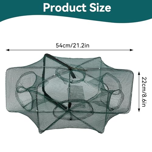 Foto von Cyrank 6 Loch Elritzenfallen Für Köderfische, Gefaltet Fischernetz, Fischernetzfalle Mit Zusammenklappbarem Wurfnetz, Langustenfalle Köder Zum Fangen Kleiner Köderfische Aale Krabbenhummer Elritzen