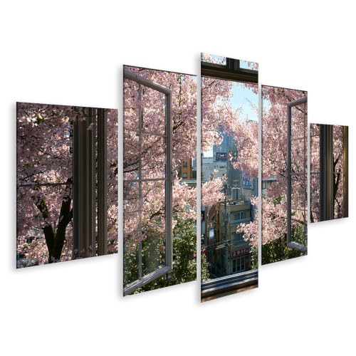 Tableau de fleurs de cerisier islandburner en 5 panneaux pour grand mur