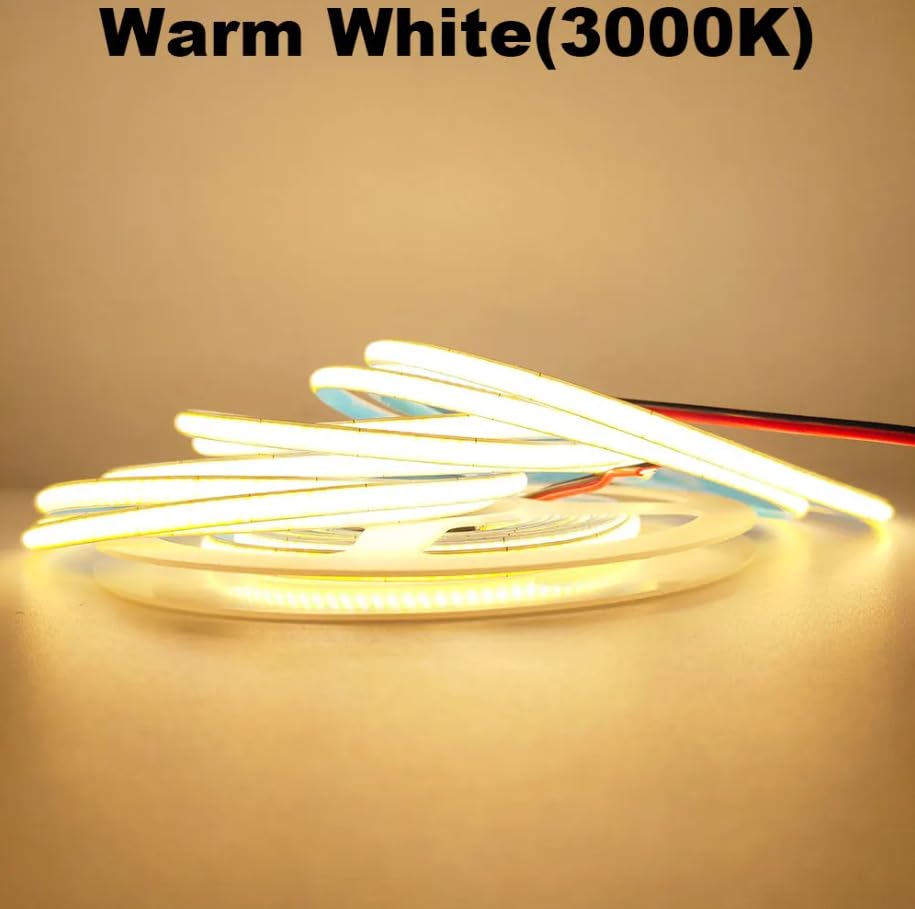 Tira LED COB 5mm 12V 5m Warm White Alta Brillo miniatura 2