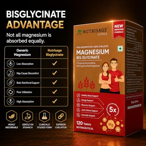 Image of Magnesium Bisglycinate 775 mg per Tablet | Provides 170.5 mg Elemental Magnesium | 100% Chelated High Absorption | Sleep, Muscle Recovery, Stress, Bone & Nerve Support | 120 tab- Pack of 2 (240 Tablets)
