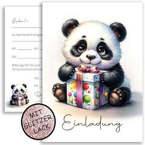 Lot de 10 cartes d'invitation panda - E&G Klasse Cover