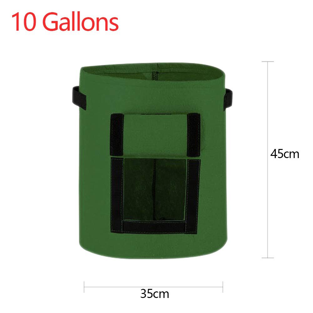 2 x Bolsa de Plantación de Papa Vegetal - Lados Suaves Bolsa de Cultivo de Macetas Plantas, 43 L / 10 Galones con 1 Ventana, Verde