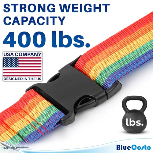 Image of Luggage Straps for Suitcases - TSA Approved - Rainbow, 4 PK - Premium Belts for Suitcase, Briefcase & Travel Bag - Adjustable Strap Length 43 inch - 78 inch