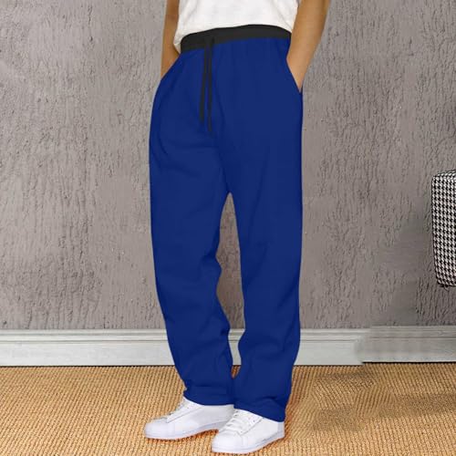 Mens Fleece Sweatpants Baggy Cargo Sweatpants with Pockets Elastic Waist Drawstring Joggers Trousers3