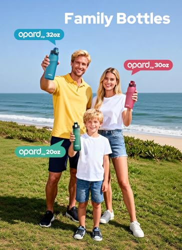 Image of Opard Zip 32oz Plastic Water Bottle Dishwasher Safe, Leakproof Flip-Top Lid, BPA Free Tritan, Wide Mouth Reusable Sports Water Bottle for Gym Hiking Commuting Outdoor Travel and School