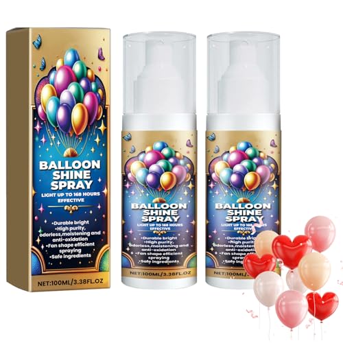Balloons Shiny Spray Ballon-Glanzspray, Glanz-Finish-Spray 2 Stück 100 ml Hochglanz-Spray für Latexballons, Schnell Trocknend und Langanhaltend, Perfekt für Partys, Hochzeiten und Events (#02)
