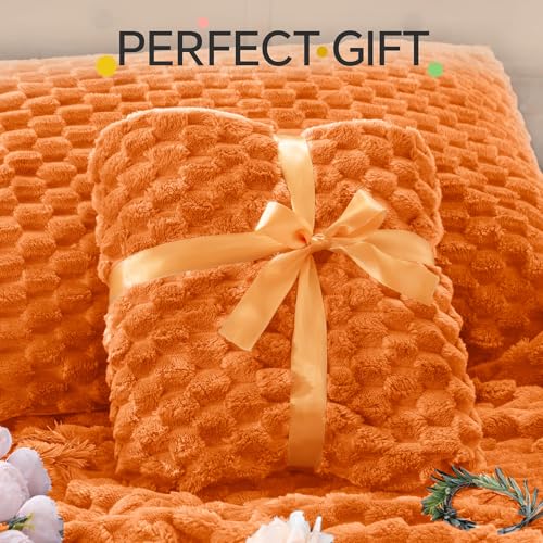 Image of BEDELITE Fluffy King Size Comforter Set - Burnt Orange Fleece Soft Comforter for King Size Bed, Luxury Warm Bedding Set for Winter, Fuzzy Bed Set 3 Pieces (1 Comforter, 2 Pillowcases)