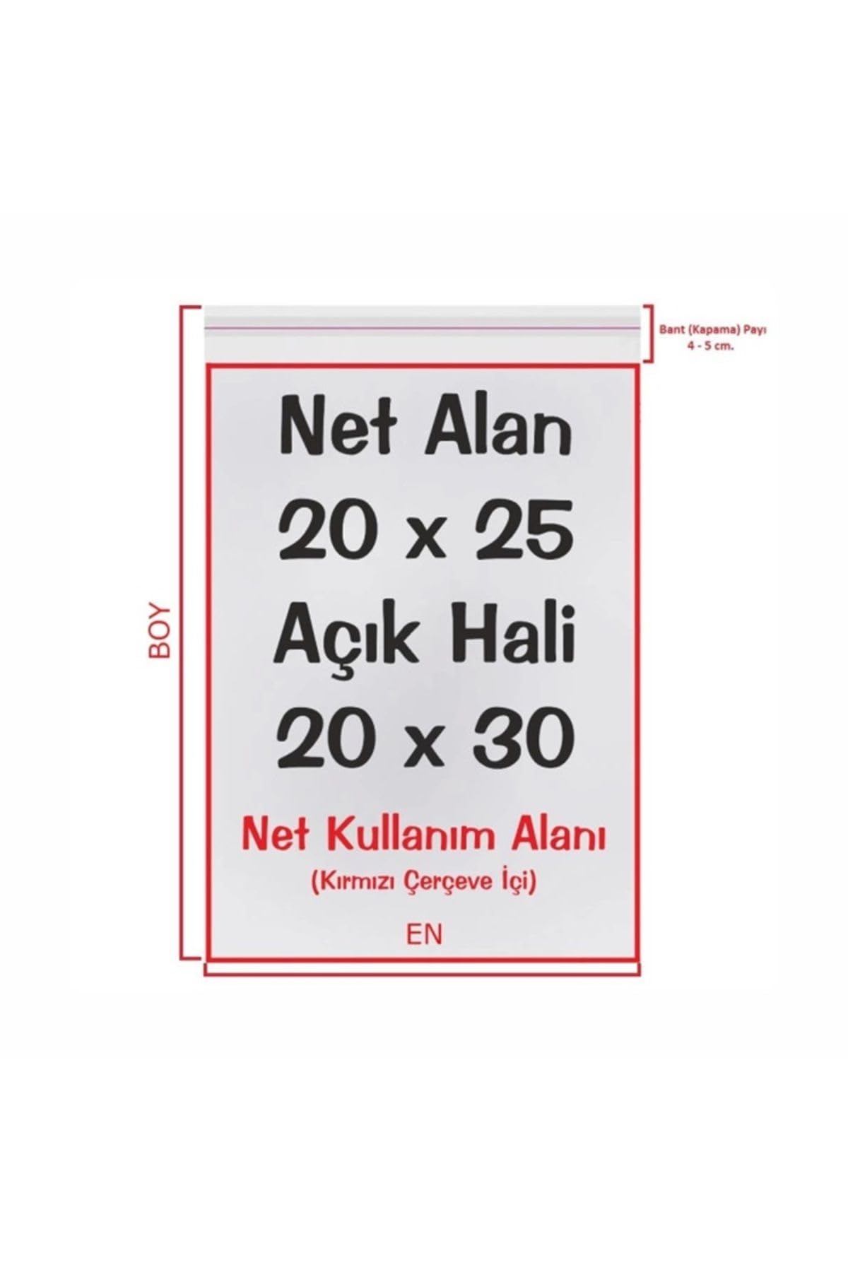 Şeffaf Bantlı (20x30 cm) Parlak Jelatin Poşet (100 adet) - Şeffaf Hediye Poşeti