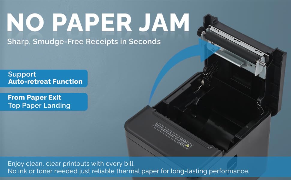 Image of Rugtek RP-82 Compact UE Thermal Receipt Printer (USB + Ethernet, 80mm, High-Speed POS Billing Printer)