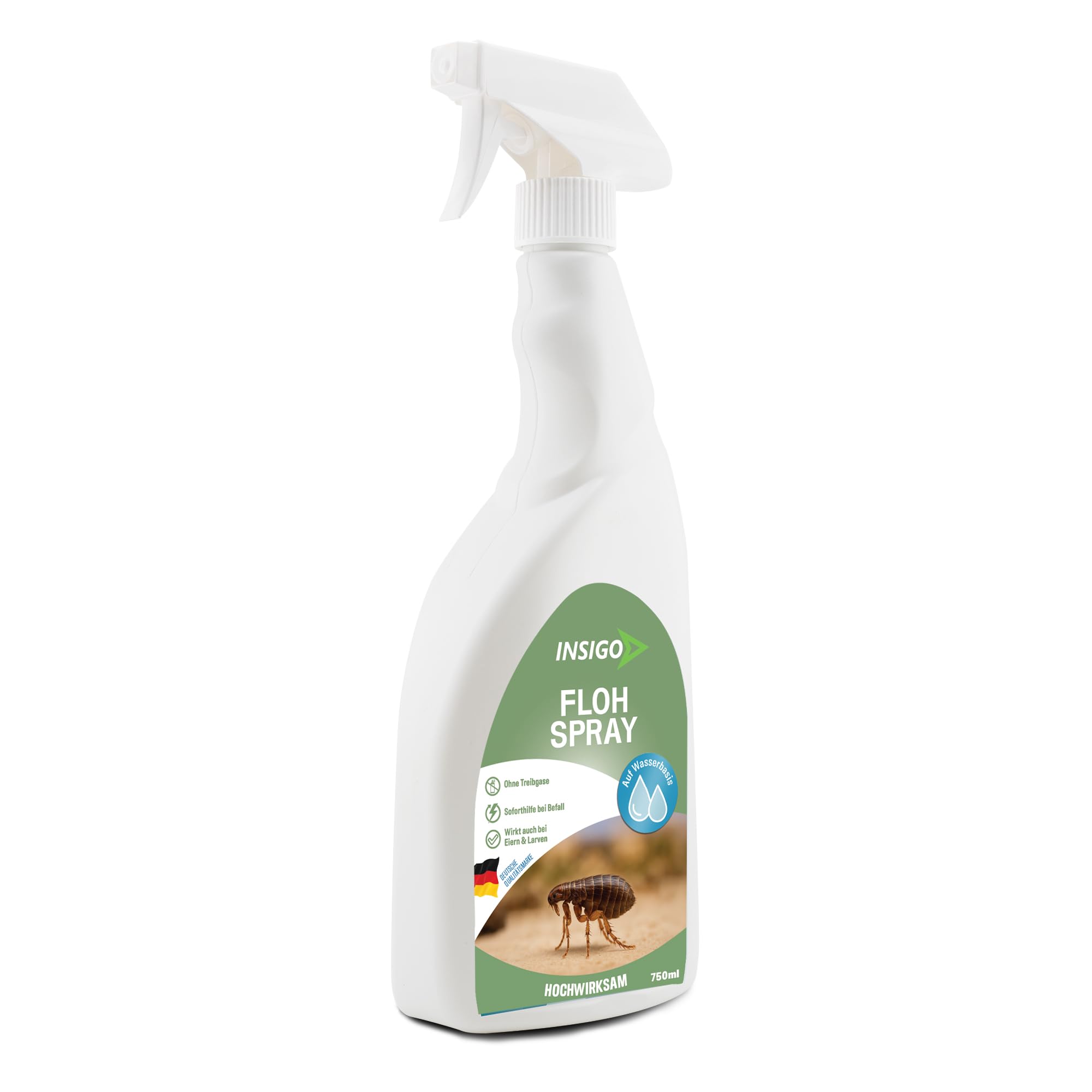 INSIGO Flohspray für Wohnung und Möbel 750ml - Abwehrspray gegen Flöhe mit Sofortschutz - Floh-Spray für Hunde und Katzen - Flohmittel hochwirksam & laborgeprüft