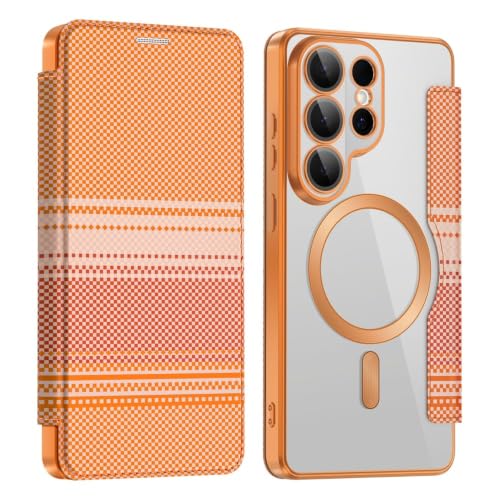 Étui portefeuille Galaxy S22 Ultra en cuir aspect carbone haut de gamme