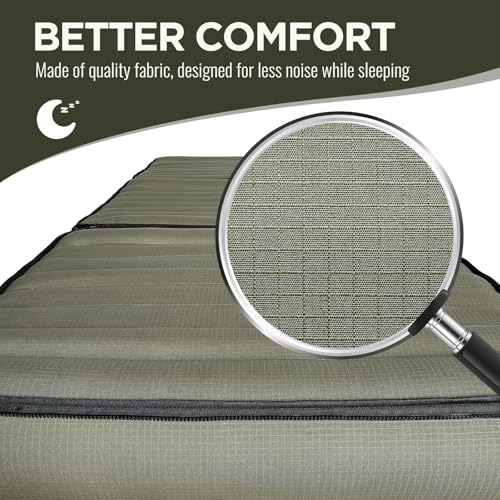 Image of Detachable Tri Folding Sleeping Pad for Camping, Ultra-Thick 5.5 Inch Air Mattress, Quick Inflate, Zipper Design for Detachment, Machine Washable, Family Pad for Camping & Traveling, Green