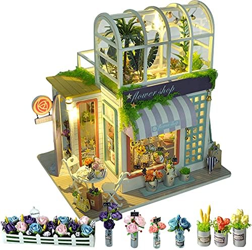 DIY 2-Layer Gardening House Model Rooftop Sunshine Botanical Garden Flower House DIY Wooden Green House Flower Shop Doll House Kit Craft Gift Puzzle Toys