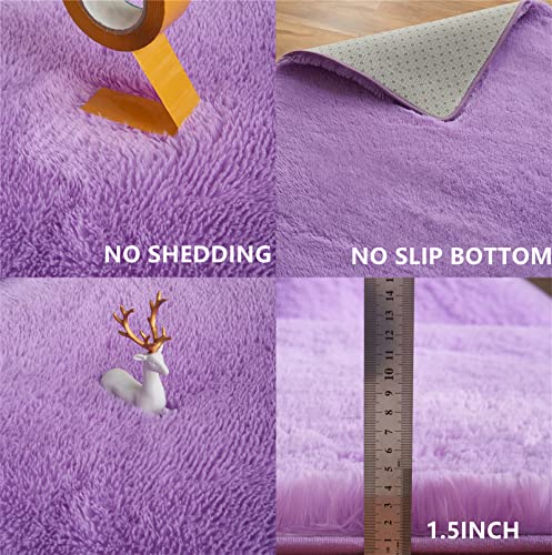 Arbosofe Purple Rug For Girls Bedroom,Fluffy Rectangle Rug 5'X7' For Kids Room,Furry Carpet For Teen Girls Room,Shaggy Rug For Nursery Room,Fuzzy Plush Rug For Dorm,Cute Room Decor For Baby #TOP2