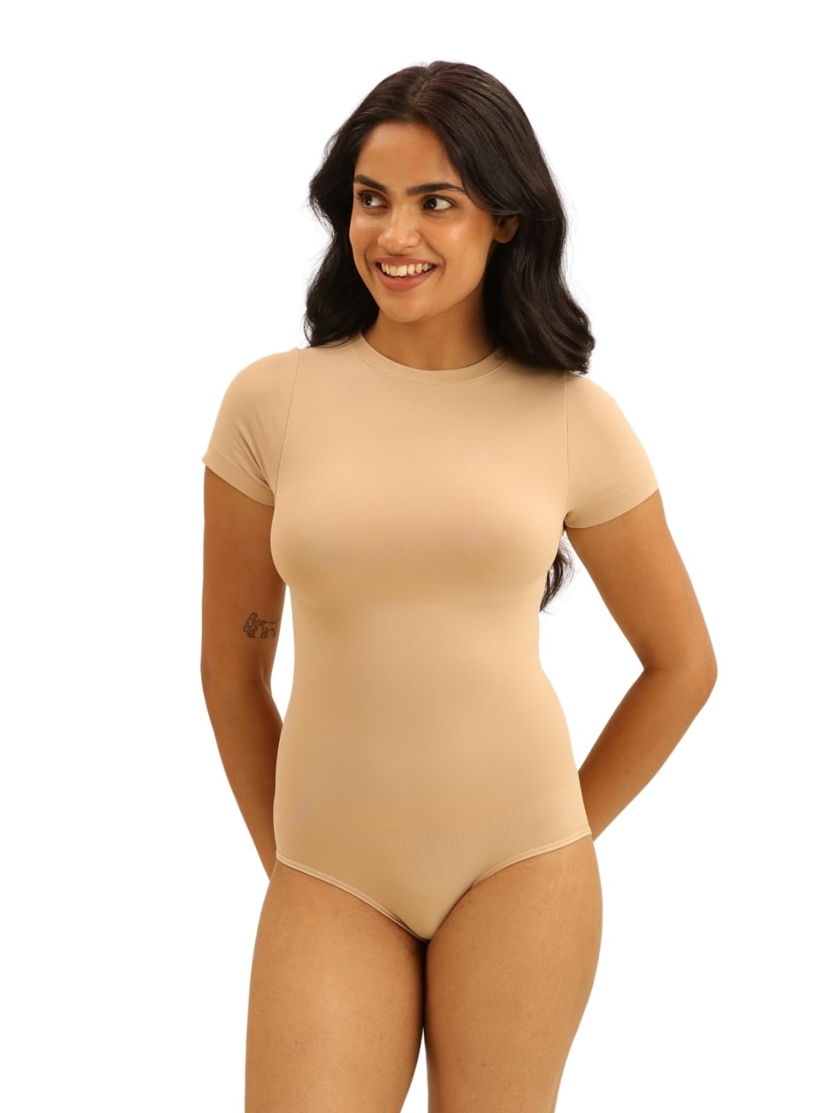 underneat Short Sleeve Bodysuit Shapewear | Soft Light Compression All-Day Wear Ultra-Soft Material For Enhanced Comfort | High Stretch Bodyshaper | Round Neck Bodysuit |-picture-9