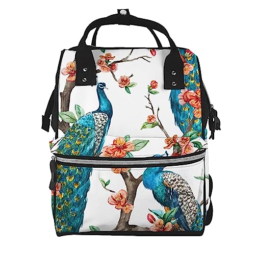 Sac à dos à langer paon pour sorties en famille et voyages organisés