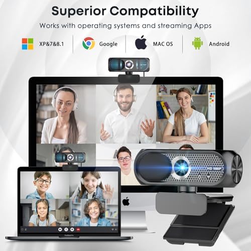 Shcngqio 1080P HD Webcam with Microphone, Privacy Cover, Wide-Angle Lens, Plug & Play USB Webcam for Laptop, Desktop, PC, Mac, Zoom, Skype (Deep Black) - 5