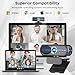 Shcngqio 1080P HD Webcam with Microphone, Noise Cancellation, Privacy Cover, Wide-Angle Lens, Auto Light Correction, Plug & Play USB Webcam for Laptop, Desktop, PC, Mac, Zoom, Skype, Streaming (Black)