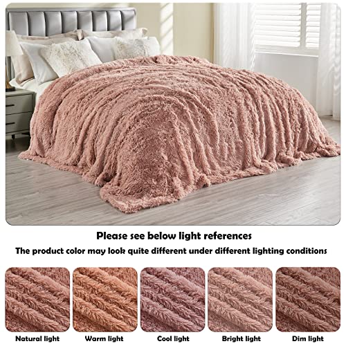 GONAAP Fuzzy Faux Fur Throw Blanket Pink Super Soft Cozy Plush Fuzzy Shaggy Blanket for Couch Sofa Bed (Pink, Throw(50"x60"))