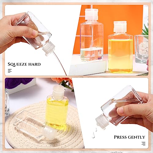 Tanlade 200 Pcs 2 oz Plastic Hand Sanitizer Bulk Bottles with Flip Cap Empty Reusable Refillable Bottles Portable Travel Size Hand Sanitizer Container for Shampoo Soap Outdoor Camping(Clear)
