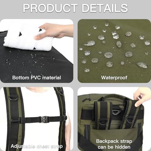 Image of TUGUAN 100L Extra Large Travel Duffle Bag Backpack for Men, 3 in 1 Sports Duffel Bags W /Adjustable Shoulder Strap & Dividers Gym Equipment /Gear Weekend Overnight Bag for Trip Camping Hiking, XL Green