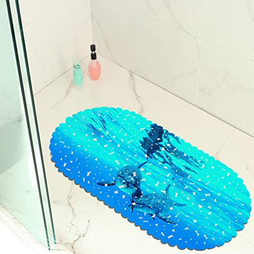 GjbCDWGLA Dauphin sous-Marin Ventouses Fortes Tapis De Douche De Bain Tapis De Sécurité Antidérapant Tapis De Baignoire en PVC Durable 35 * 70