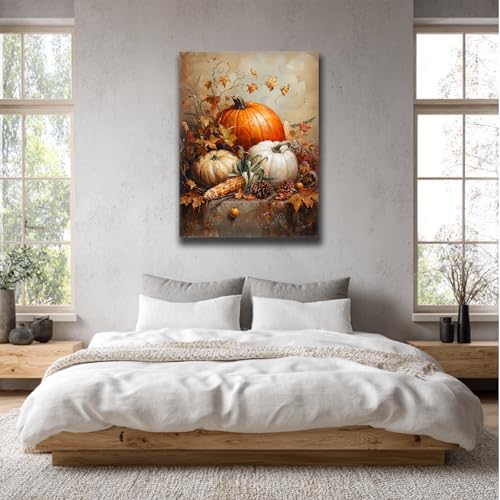 Toile imprimée potirons d'automne 30x40cm tableau déco