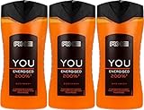Axe You Energised 200% 3-in-1 Body Hair and Face Wash, 400 Ml / 13.5 Ounce (Pack of 3) Imported