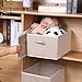 BOMKEE Collapsible Sorage Bins, Storage Cubes Baskets Collapsible Fabric Storage Boxes with Handles for Home and Office (Set of 4, Beige, 15.4 x 11.4 x 7.91inch)