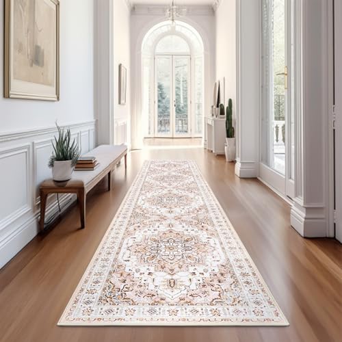 Madane Runner Rugs for Hallway 2x10 Long Washable Non-Slip Hallway Runner Rug Low-Pile Stair Kitchen Runner Soft Throw Carpet for Entrance Living Dining Laundry Room (Pink, 2 x 10)