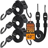 vbest VBEST Adjustable Bungee Cords with Hooks - Bungee Cords Heavy Duty Outdoor - 40 Inch Flat Bungee Cord with Hooks for Camping - Long Bunjee Straps, Bunji Chords - Rubber Bungie Cords (4 Pack)
