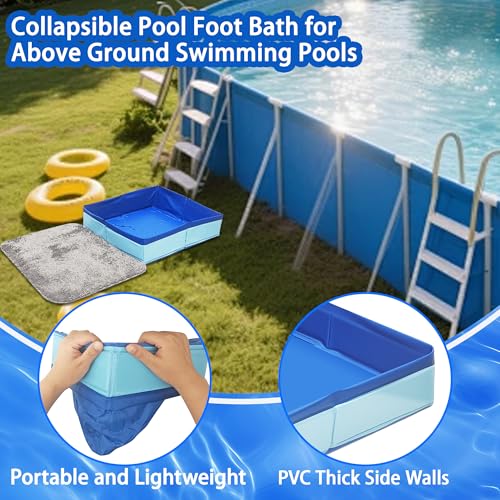 19.6"x19.6"x4.1" Lagre Pool Foot Bath Basin with Mats, Foldable Square Pool Foot Wash Tub for Above Ground Swimming Pools Spa Entry Ladder Pool Accessories Pool Clean Feet Accessory by GHZFTIEE - Used condition - Image 3