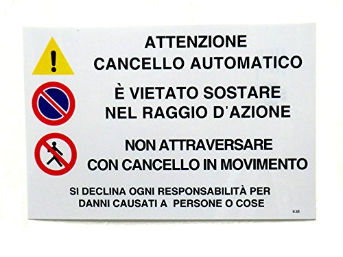Cartel"Attenzione portón automático" plastificado 30 x 20 cm alta visibilidad a distancia Cover