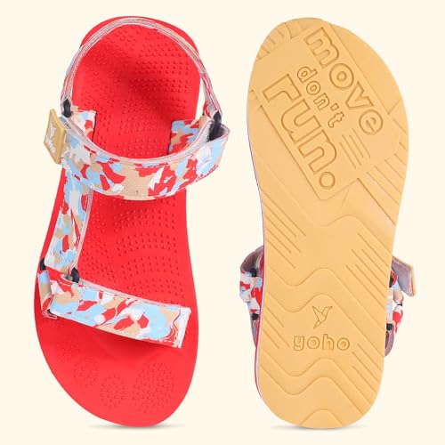 Image of YOHO EVA Sandals for Women | EVA sole | Comfortable cushioned sole with TPR base | Lightweight | Soft skin friendly straps | Adjustable straps | Velcro closure | Vibrant colour options