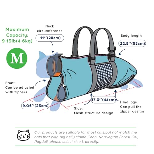 Cinf ZJB-MASK BLUEM Cat Nail Clipping Cleaning Grooming Restraint Bag (Free Muzzle) No Scratching Biting thumb #5