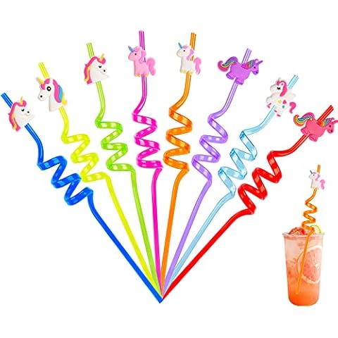 12 Unicorn Drinking Straws with Tattoos Cover
