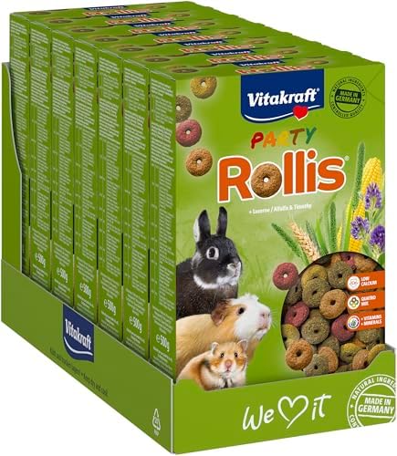 Vitakraft Rollis, Crunchy Rodent Rings, Low Calcium, Alfalfa, Supplement to Main Food or as a Snack Between Meals, No Added Sugar or Grains (7x 500g)